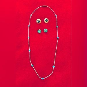 Sterling Silver-Turquoise Necklace-2 pair Sterling silver and Turquoise Earrings